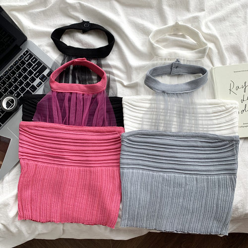 抹胸挂脖吊带背心小众甜辣上衣