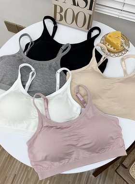 莫代尔短款bra-t打底吊带背心裹胸无钢圈文胸运动内衣抹胸带胸垫
