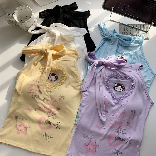 爱心蕾丝纯欲辣妹吊带背心女