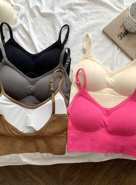 U型美背抹胸内衣女春夏2024新款内搭外穿文胸一体带胸垫吊带背心