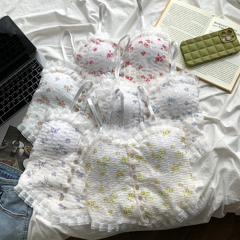 碎花小吊带背心女外穿抹胸美背