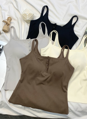 灰色辣妹吊带女秋季性感内搭不规则露背短款小背心纯欲上衣打底衫