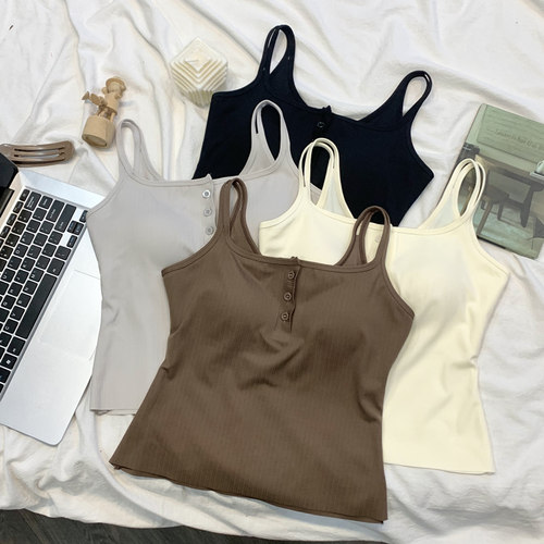 灰色辣妹吊带女纯欲上衣打底