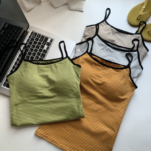 气质高级感细条纹吊带背心女