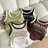 Майка топ с буквами, короткий базовый топ с чашечками, демисезонная футболка без рукавов, термобелье