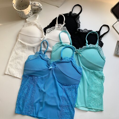 美式纯欲风辣妹蕾丝v领吊带