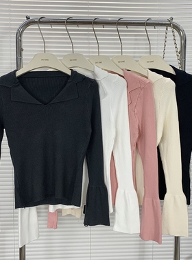 纯欲风紫色半开领长袖上衣女秋冬2024新款t恤辣妹修身内搭打底衫