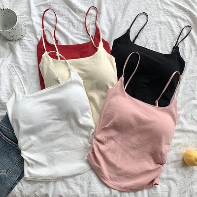 褶皱设计感修身吊带背心新款纯欲