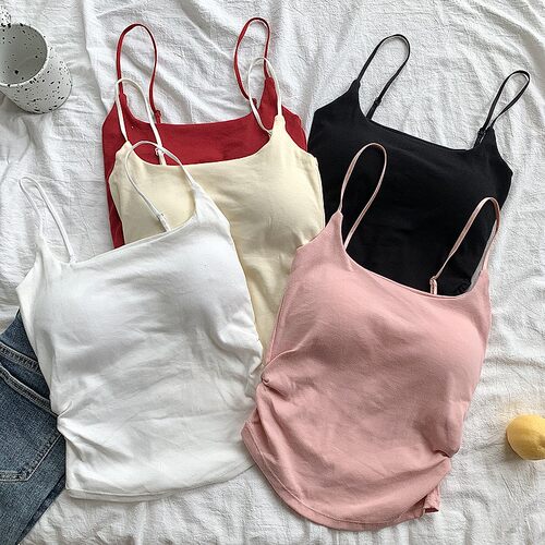 褶皱设计感修身吊带背心新款纯欲