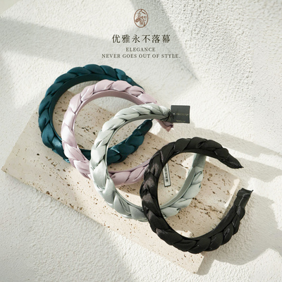 高级感氛围丝质发箍编织麻花发箍