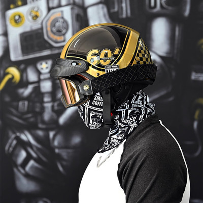 TRRF摩托车碳纤维头盔夏季半盔