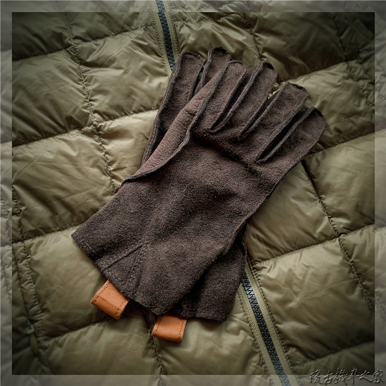 小熊爪冬季户外保暖加绒复古手套