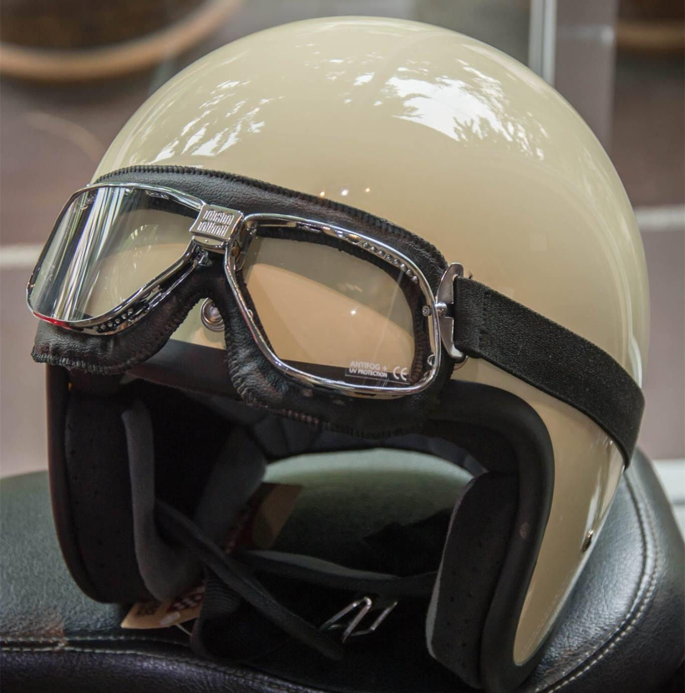 意大利制造 nannini复古风镜 真皮手工护目镜 头盔哈雷凯旋摩托车