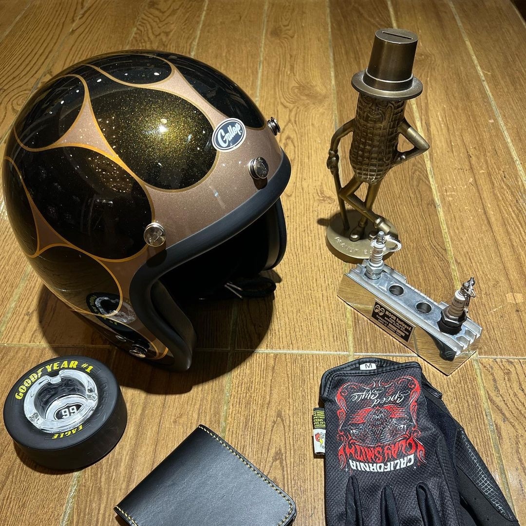 台湾Gallop金箔月火焰头盔 美式哈雷凯旋复古机车通勤3/4半盔男款