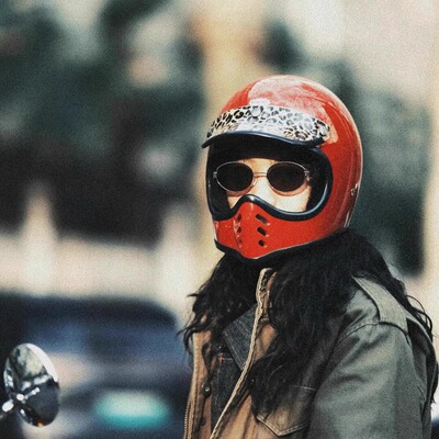 bornfree复古头盔豹纹遮阳帽檐