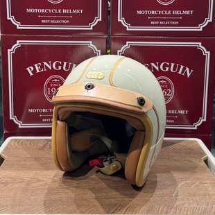 海鸟penguin复古摩托车头盔男女款小盔体3c安全帽凯旋踏板3/4半盔