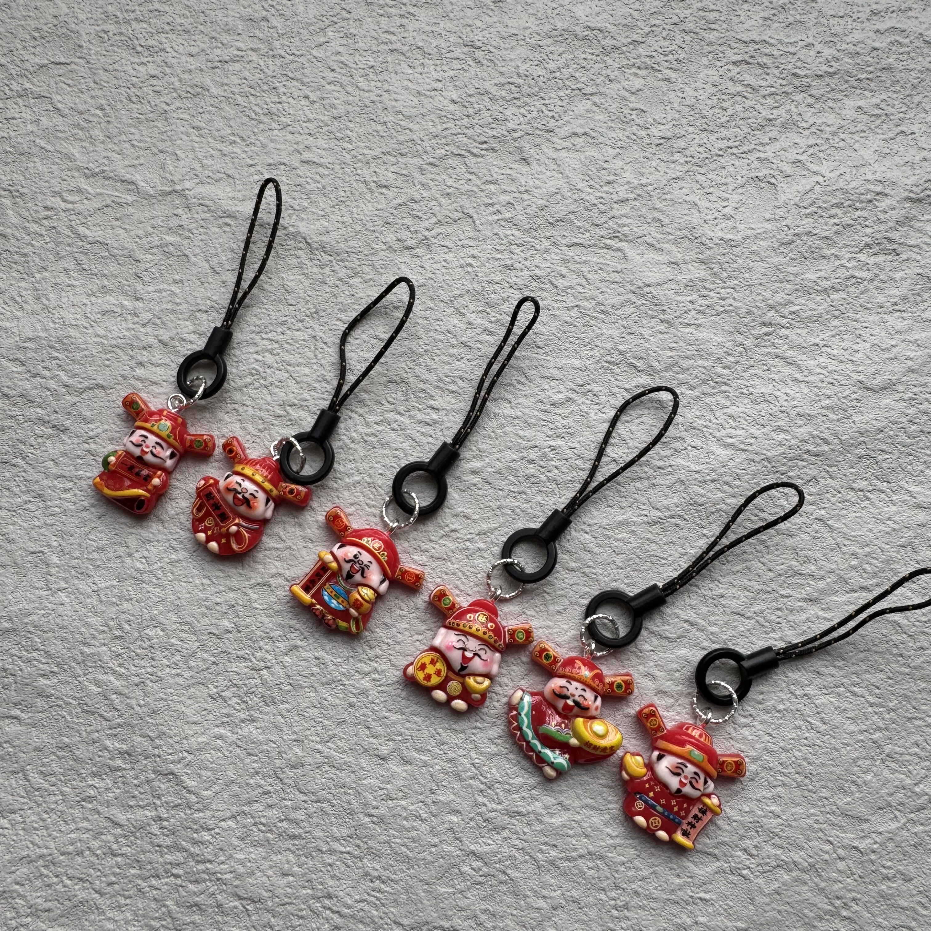 新年款财神爷手机壳垫片夹片挂件u盘水杯钥匙耳机ccd相机挂饰挂链