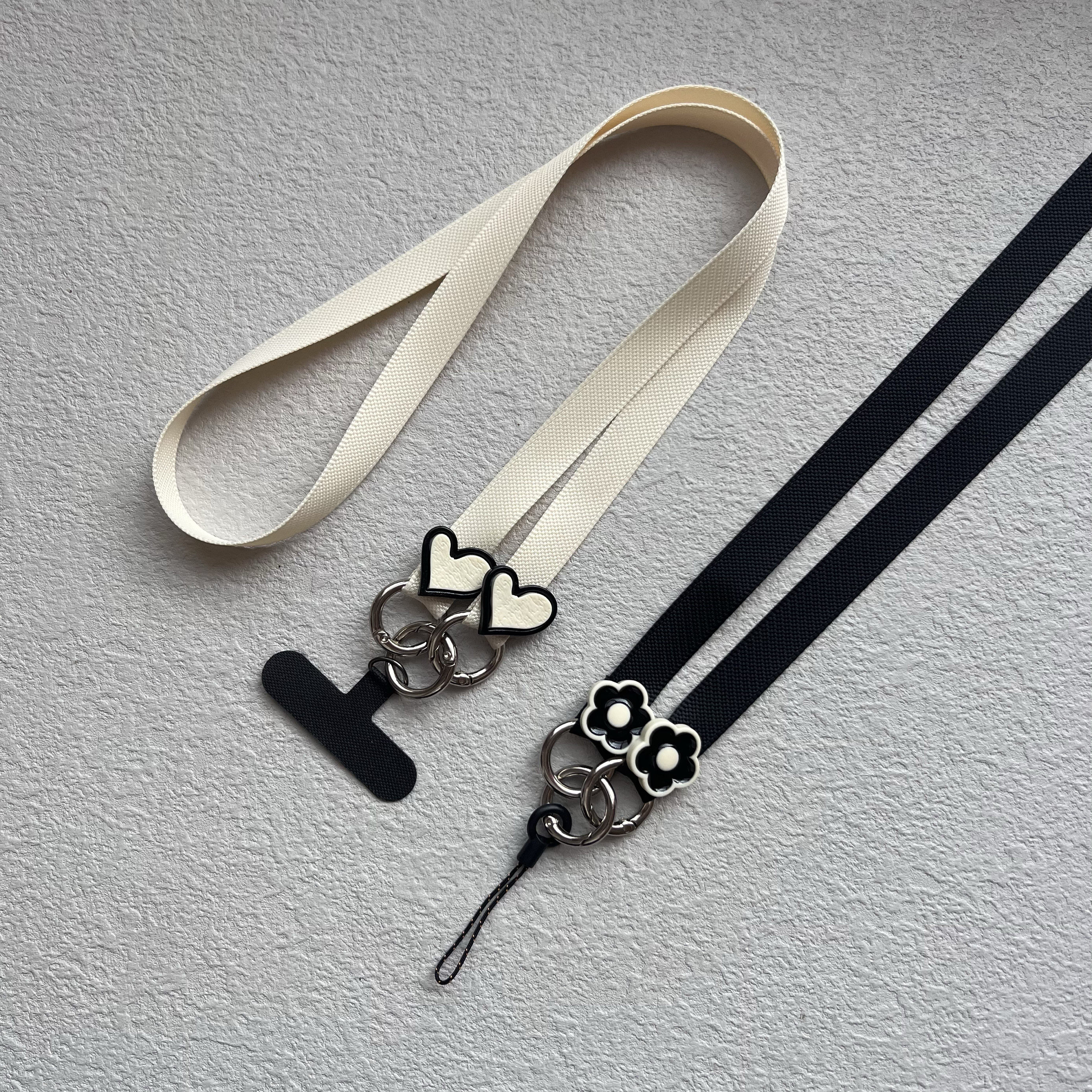 新款潮品个性创意时尚三钩双面滴油花朵褶皱爱心手机壳垫片挂脖绳