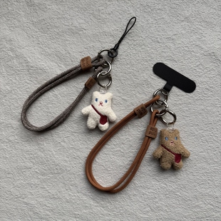 韩系可爱玩偶小熊公仔手机壳垫片挂件手腕绳相机钥匙ccd水杯挂绳