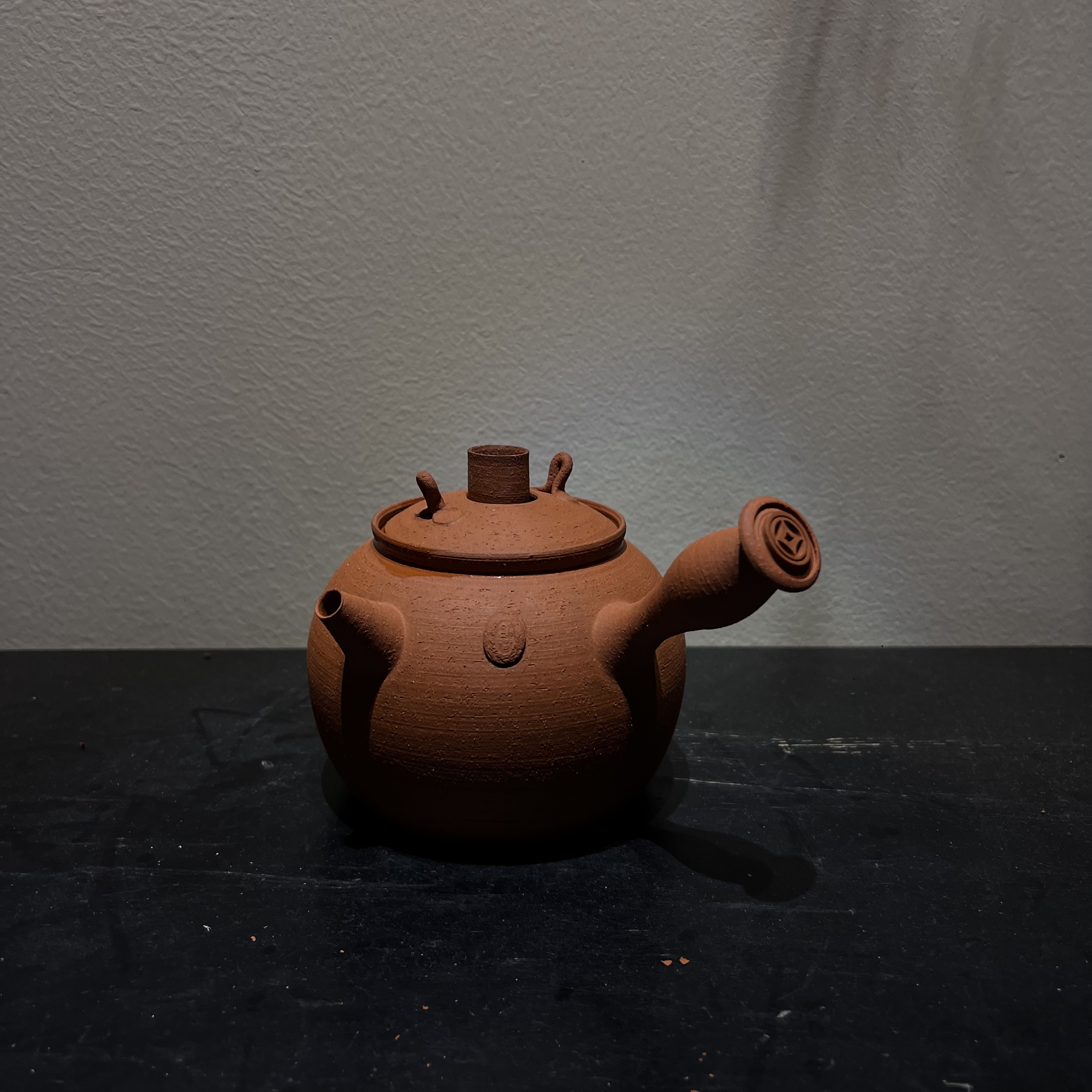 双耳穿心铜钱铫·苏铭智 红砂泥潮州手拉壶文人工夫茶器玉书煨