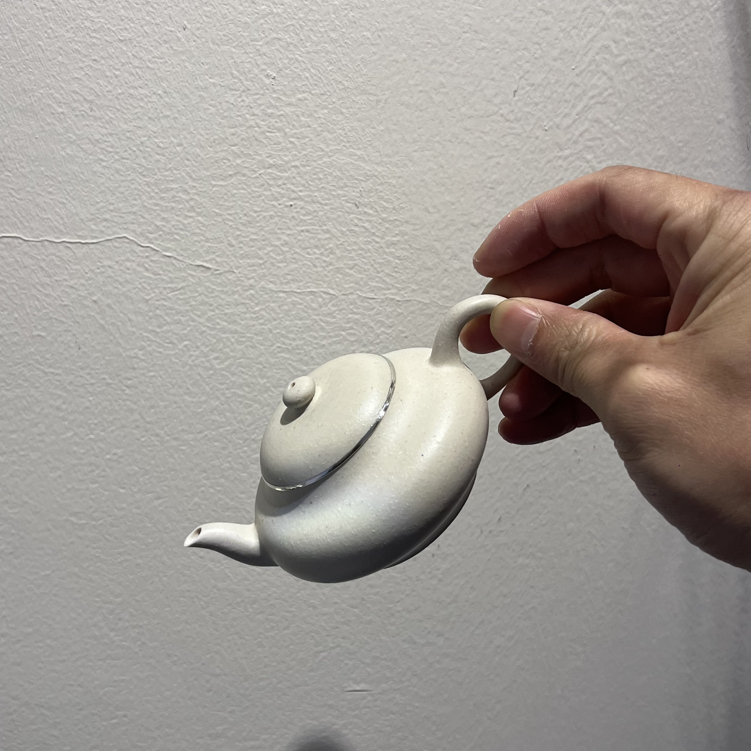 包银·扁灯壶 三孔陈继湘白玉段潮州手拉壶文人工夫茶器孟臣壶