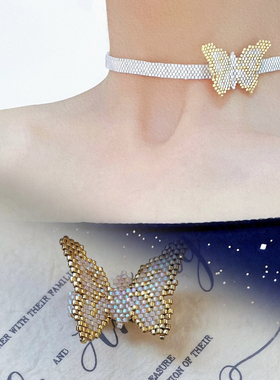 XL001•小众设计大气蝴蝶结串珠编织choker颈带（材料包&成品）