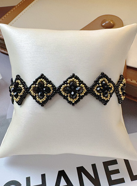 SL134•小众个性黑金四叶草手工串珠手链（材料包&成品）