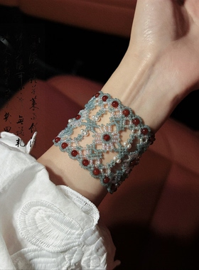 SL012•东方美学蕾丝宽手镯串珠手链（材料包&成品）