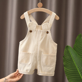 夏季 薄款 儿童裤 子洋气吊带裤 潮 清仓男女宝宝背带裤 婴幼儿短裤 短裤