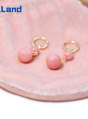 NCLand原创粉色丝绒原矿天然粉蔷薇石耳环女春夏新款时尚甜美耳饰