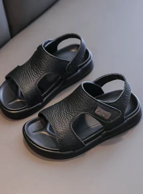 男童凉鞋2026年新款夏季宝宝软底小男孩儿童凉鞋中大童真皮沙滩鞋