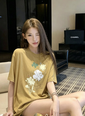 宽松短袖t恤女夏2026新款宽松圆领短袖T恤22336