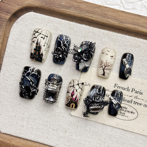 暗黑恐怖万圣节显白手工穿戴甲短