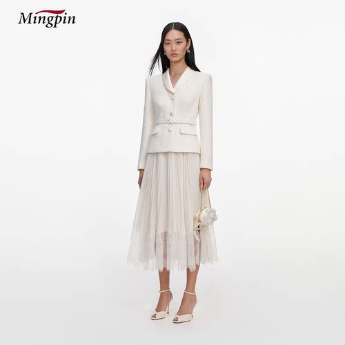 秋季知性优雅白色小香风套装裙女