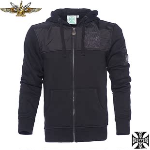 黑金定制 WEST COAST CHOPPERS美国哈雷机车休闲连帽卫衣拉链外套