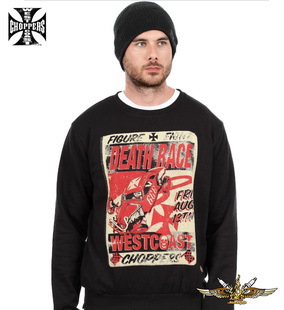 黑金定制 WEST COAST CHOPPERS美国哈雷机车服饰男士休闲连帽卫衣