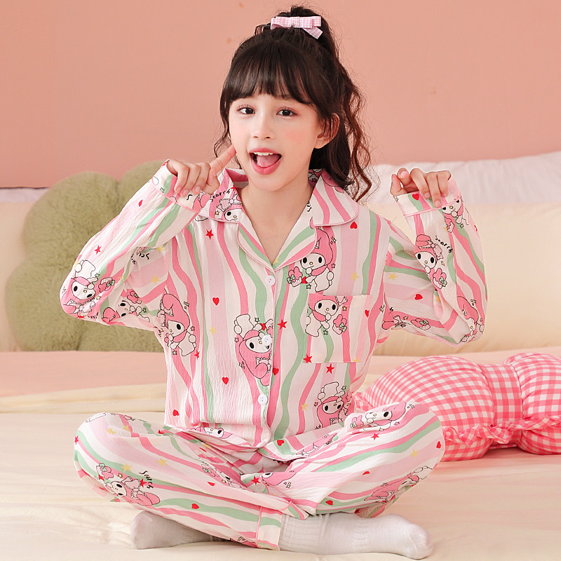 女童睡衣可爱秋夏款长袖家居服