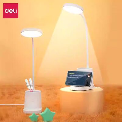 得力护眼LED台灯白色三档调节