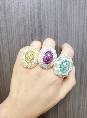 浪漫法式星光闪闪澳宝镶嵌天然石原石戒指 vintage时尚轻奢手饰