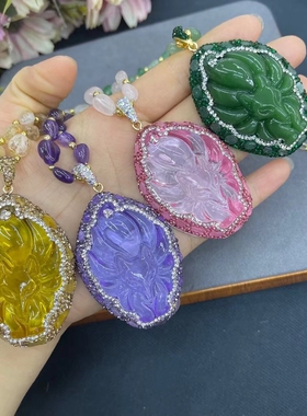 天然琉璃原石项链设计感长款项链新款毛衣链高级感小众女时尚百搭