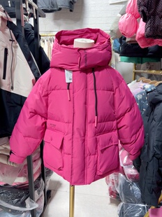 2025冬U家男女中大童120-170码戴帽黑粉色洋气休闲90绒百搭羽绒服