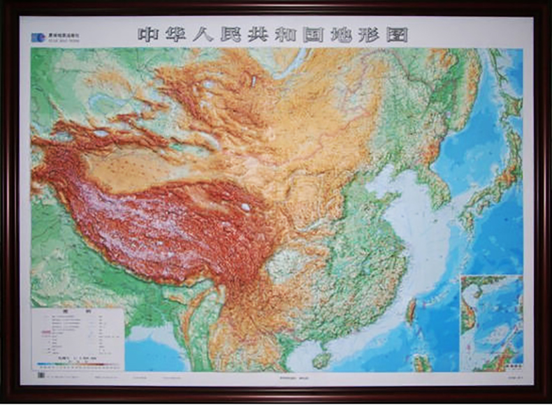 2022年修订版【军民两用版】中国地形图2.28x1.68米大立体地图 3d凹凸边框大型办公室会议室装饰星球地图出版社
