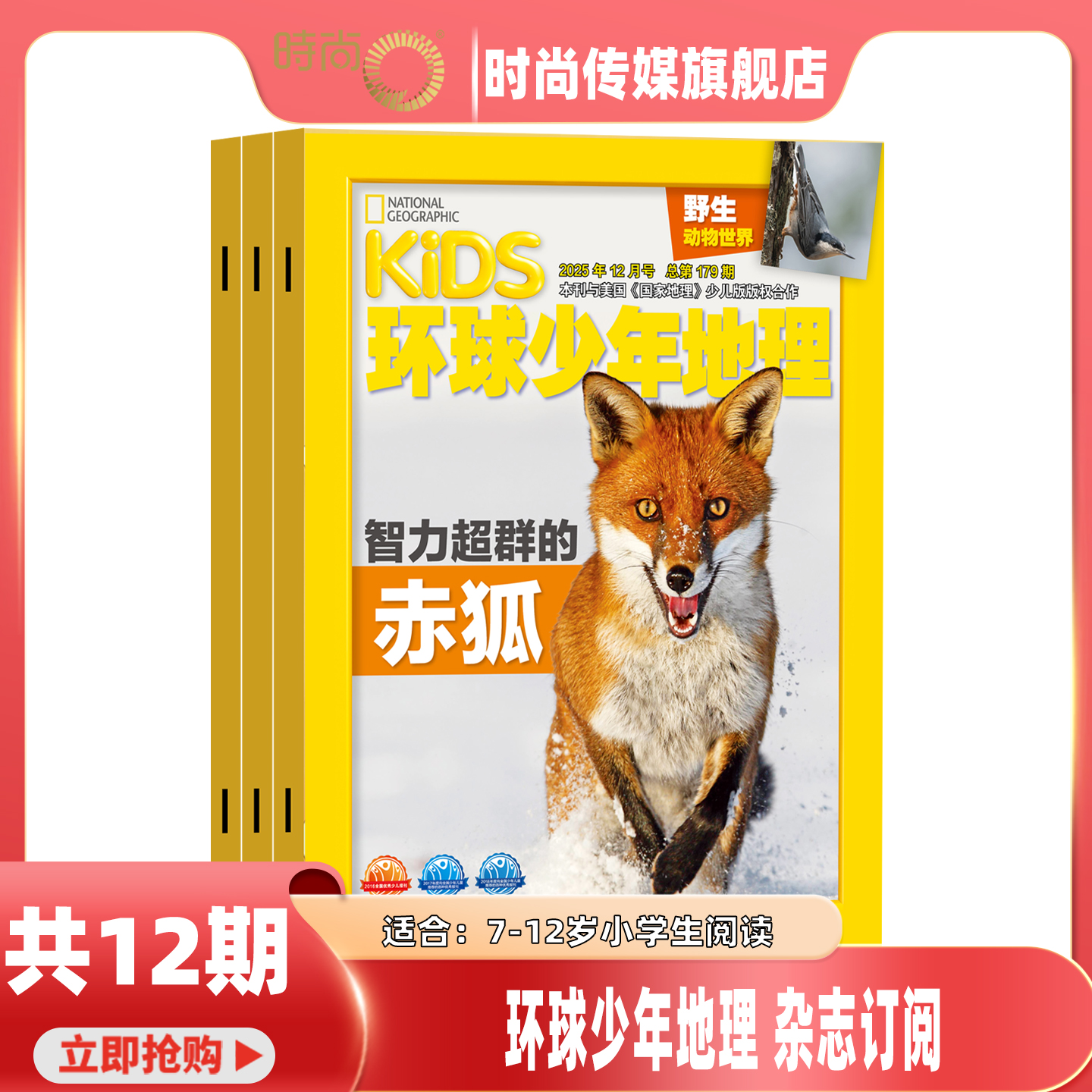 2025年1-12月【送礼品/全年订阅】环球少年地理 杂志 2026年1-12期 打包美国国家地理少年版 人文自然地理知识期刊杂志 6-12岁