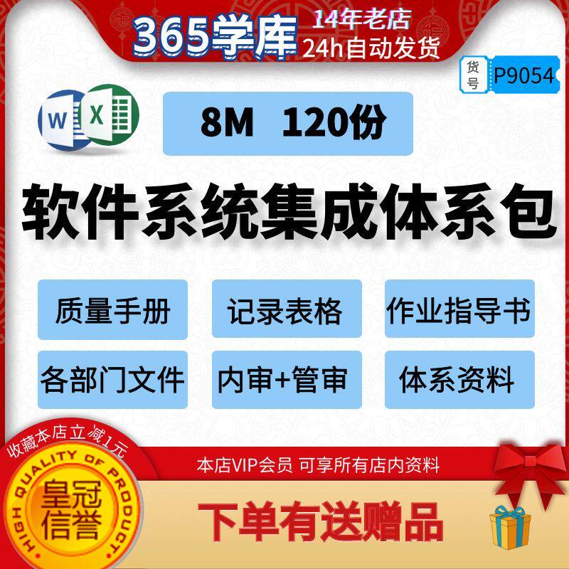软件系统集成体系文件模版 质量手册记录表格作业指导书内审管审