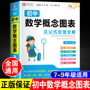 初中数学概念图表及公式 定理全解手册知识点汇总大全初一初二初三上下册七八九年级解题方法与技巧重难点手册高效训练必刷题资料书