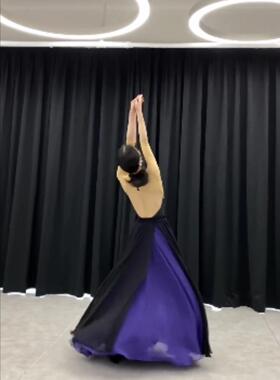 乌兰巴托的夜晶晶子原创720度古典舞蹈裙双层中国舞大摆裙长裙子
