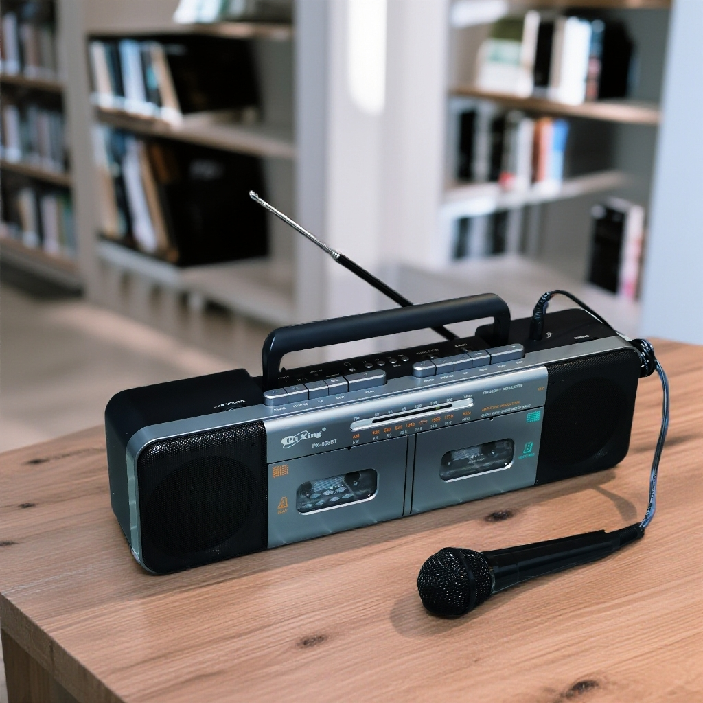 双卡立体声磁带机卡带机收音机蓝牙音箱带唛卡啦OK可充电