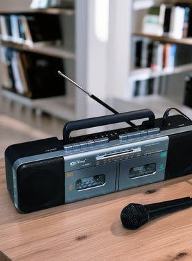 双卡立体声磁带机卡带机收音机蓝牙音箱带唛卡啦OK可充电