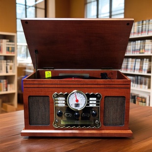 复古多功能电唱机黑胶唱片留声机蓝牙音响收音机磁带机CD机插卡