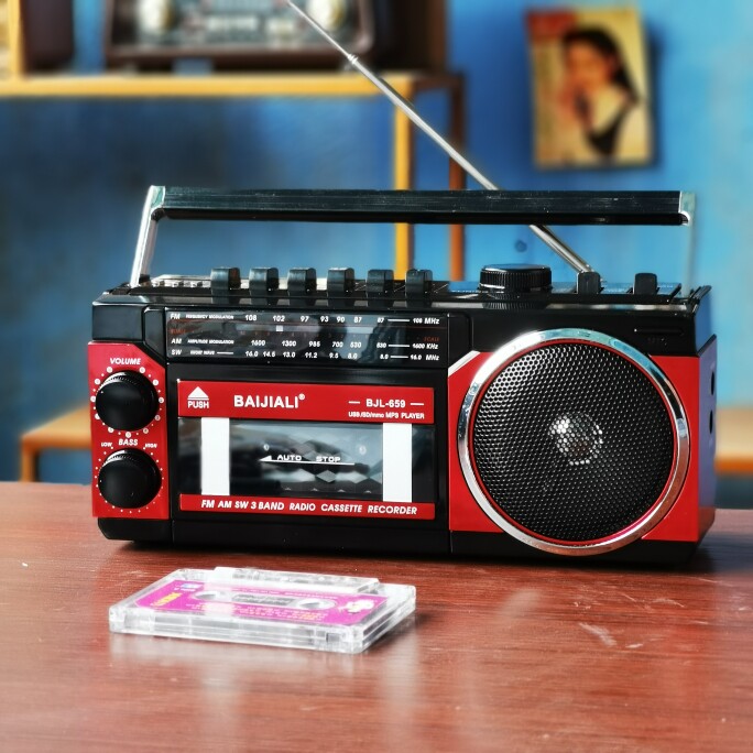 레트르한 다기능 테이프 플레이어 카셋트 플레이어 라디오 카드 카세트 레코더